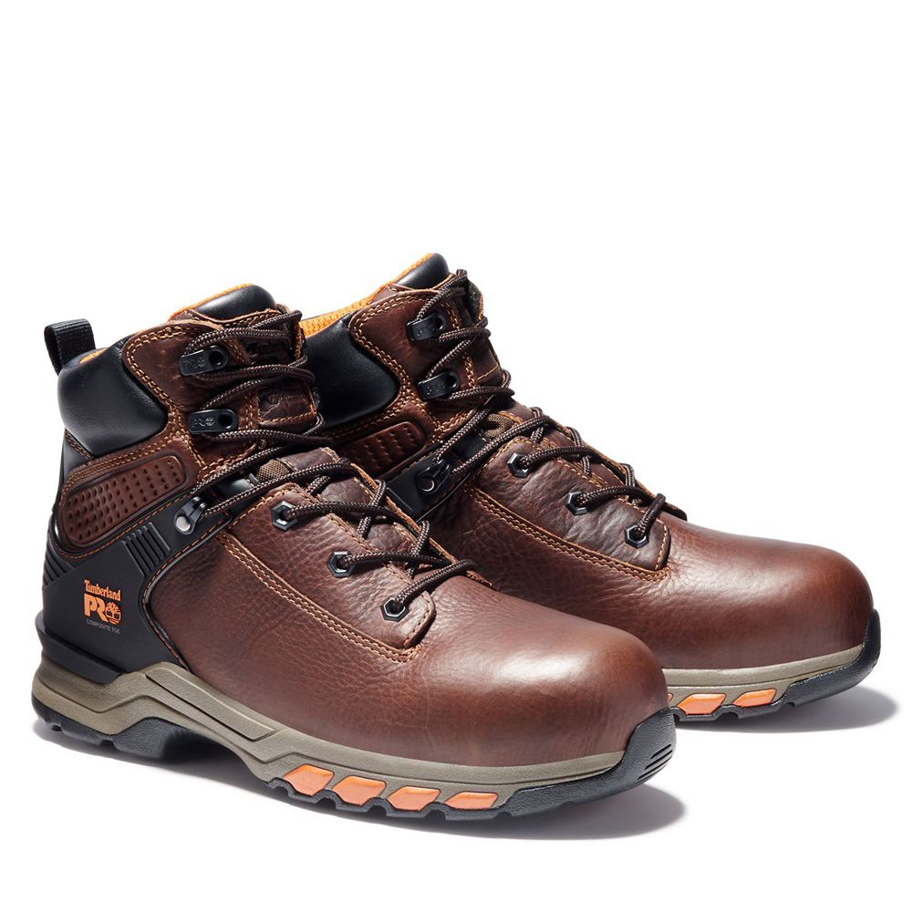 Timberland Μποτακια Εργασίας Ανδρικα Καφε/Μαυρα - Pro® Hypercharge 6\" Comp Toe - Greece 0691257-FG